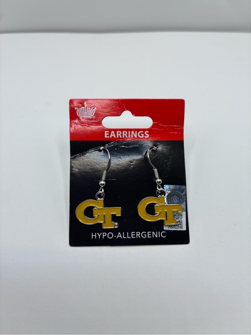 New Aminco Georgia Tech Yellow Jackets College Logo NCAA Dangle Earrings.